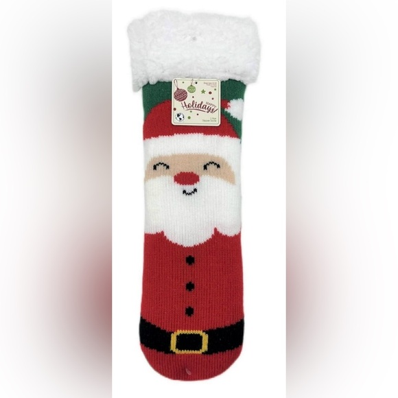 Women’s Holiday Santa Slipper Socks, 1-Pair - Picture 2 of 4